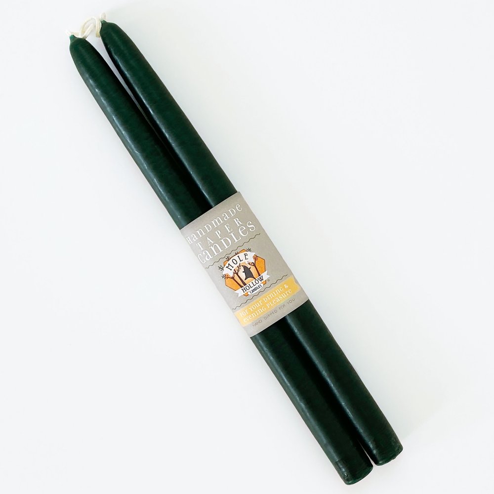 Handmade Unscented Green 12" Tapers Mole Hollow Taper Candles Taper